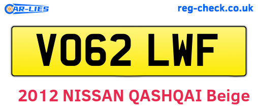 VO62LWF are the vehicle registration plates.
