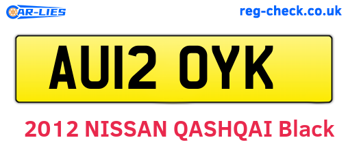 AU12OYK are the vehicle registration plates.