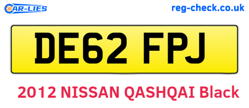 DE62FPJ are the vehicle registration plates.