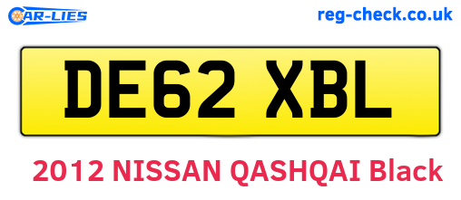 DE62XBL are the vehicle registration plates.