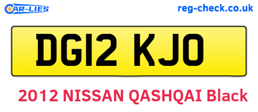 DG12KJO are the vehicle registration plates.
