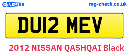 DU12MEV are the vehicle registration plates.
