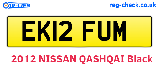 EK12FUM are the vehicle registration plates.