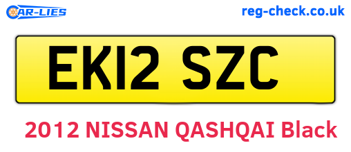 EK12SZC are the vehicle registration plates.