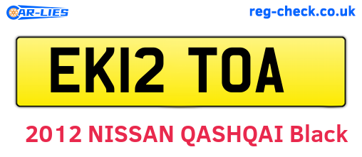 EK12TOA are the vehicle registration plates.