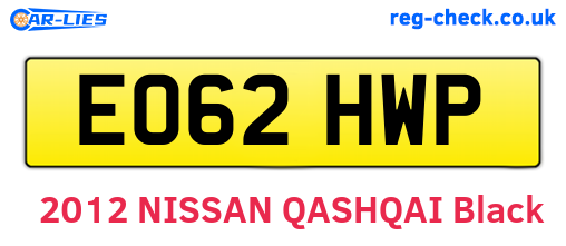 EO62HWP are the vehicle registration plates.