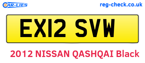 EX12SVW are the vehicle registration plates.