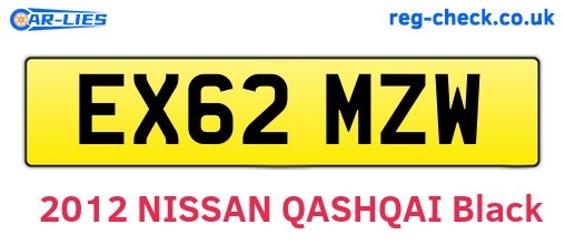 EX62MZW are the vehicle registration plates.