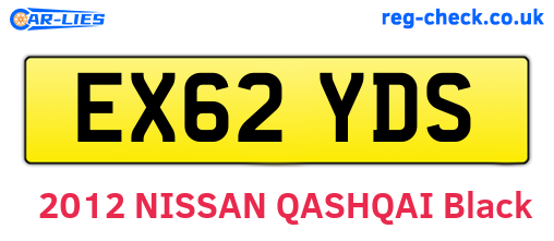 EX62YDS are the vehicle registration plates.