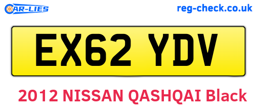 EX62YDV are the vehicle registration plates.