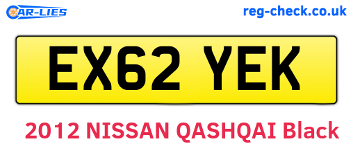 EX62YEK are the vehicle registration plates.