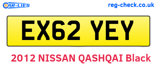 EX62YEY are the vehicle registration plates.