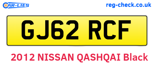 GJ62RCF are the vehicle registration plates.