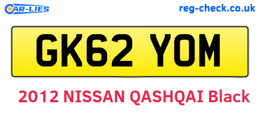 GK62YOM are the vehicle registration plates.