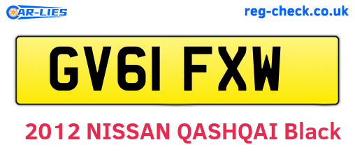 GV61FXW are the vehicle registration plates.
