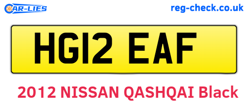HG12EAF are the vehicle registration plates.