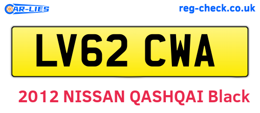 LV62CWA are the vehicle registration plates.