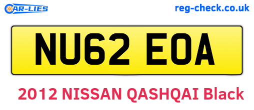 NU62EOA are the vehicle registration plates.