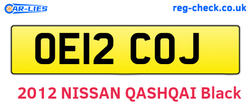 OE12COJ are the vehicle registration plates.