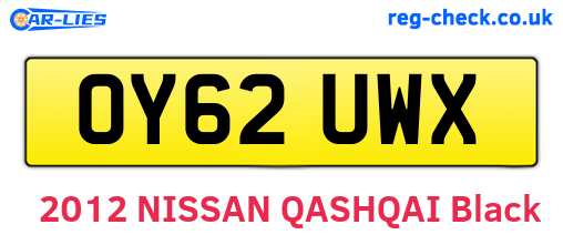 OY62UWX are the vehicle registration plates.