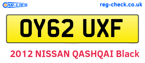 OY62UXF are the vehicle registration plates.