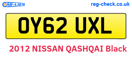 OY62UXL are the vehicle registration plates.