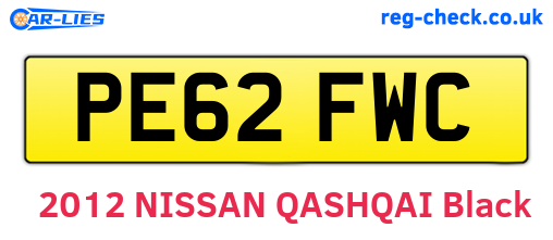 PE62FWC are the vehicle registration plates.