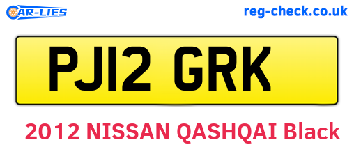 PJ12GRK are the vehicle registration plates.