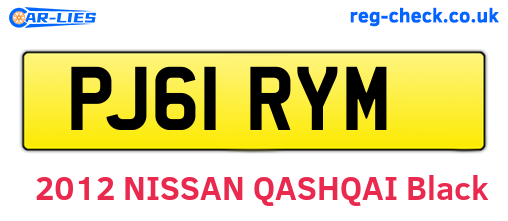 PJ61RYM are the vehicle registration plates.
