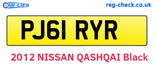 PJ61RYR are the vehicle registration plates.