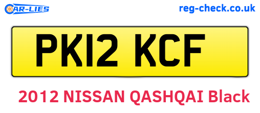 PK12KCF are the vehicle registration plates.