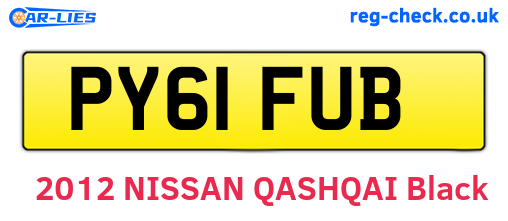PY61FUB are the vehicle registration plates.
