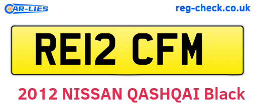 RE12CFM are the vehicle registration plates.