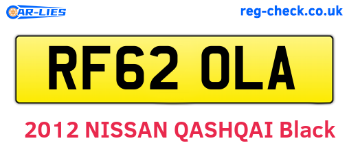 RF62OLA are the vehicle registration plates.