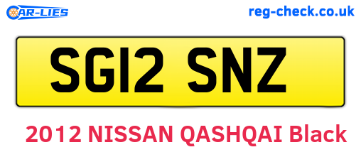 SG12SNZ are the vehicle registration plates.