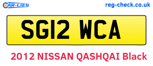 SG12WCA are the vehicle registration plates.