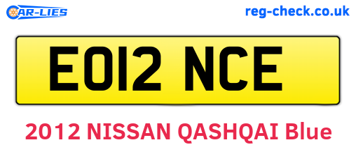 EO12NCE are the vehicle registration plates.
