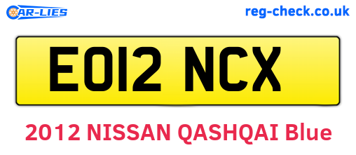 EO12NCX are the vehicle registration plates.