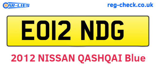 EO12NDG are the vehicle registration plates.