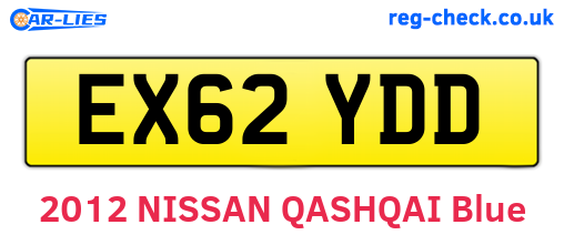 EX62YDD are the vehicle registration plates.