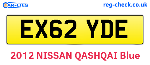 EX62YDE are the vehicle registration plates.