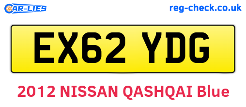 EX62YDG are the vehicle registration plates.