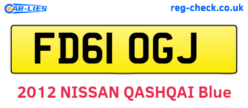 FD61OGJ are the vehicle registration plates.