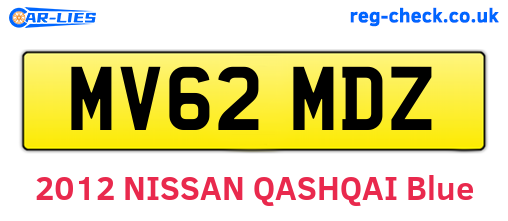 MV62MDZ are the vehicle registration plates.