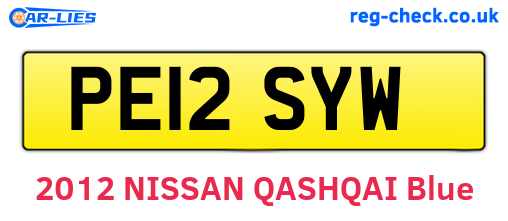 PE12SYW are the vehicle registration plates.