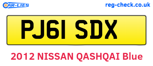PJ61SDX are the vehicle registration plates.
