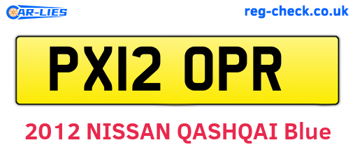 PX12OPR are the vehicle registration plates.