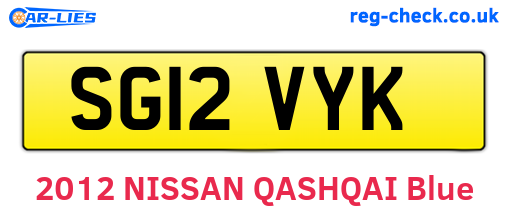 SG12VYK are the vehicle registration plates.