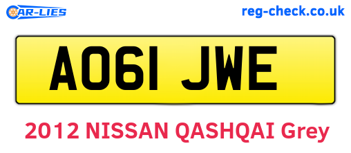 AO61JWE are the vehicle registration plates.