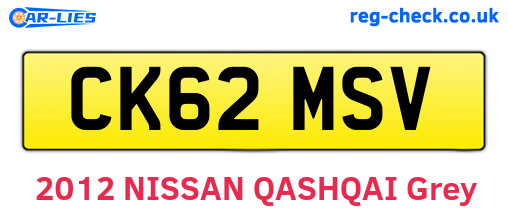 CK62MSV are the vehicle registration plates.